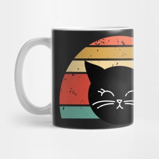 Retro sunset Cute Black Cat face Mug